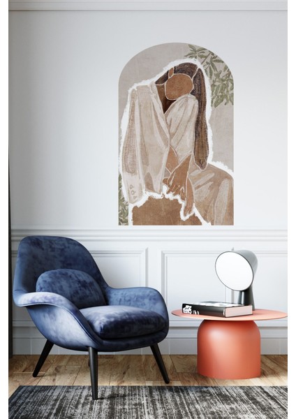 Bohem Soyut Kadın Boho Oval Duvar Sticker Salon Duvar Dekorasyon