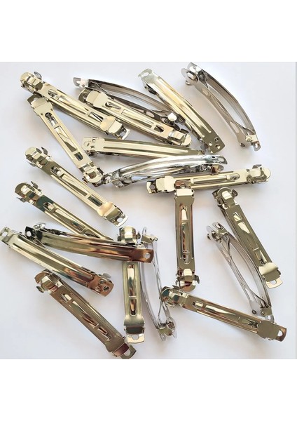 50 Adet 6 cm Gümüş Renk Metal Otomatik Toka Boş Süslenmemiş