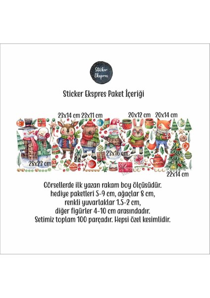 Renkli Kardan Adam ve Arkadaşlar Duvar Seti, 5+ Parça, Yılbaşı Temalı, Figür Desenli modelleri