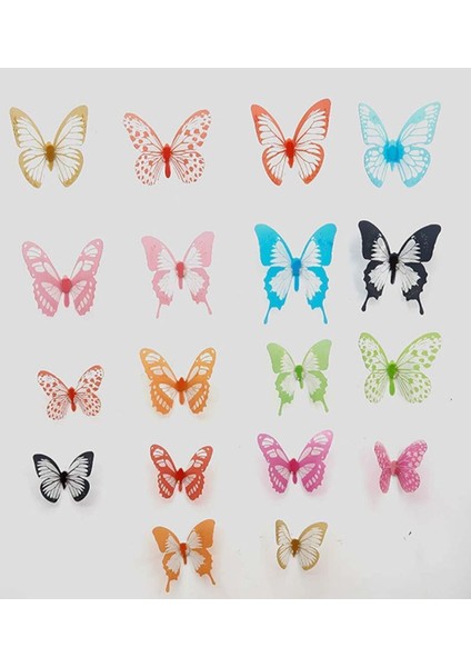 Renkli 3D Çift Kanatlı Kelebek Duvar Stickerleri, 5+ Parça, Ev Dekoruna Uygun fiyatları