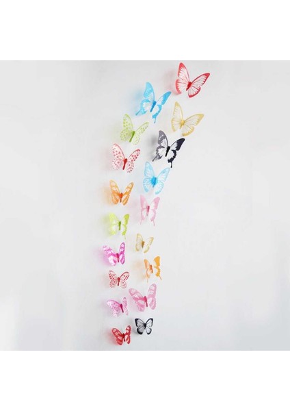 Renkli 3D Çift Kanatlı Kelebek Duvar Stickerleri, 5+ Parça, Ev Dekoruna Uygun modelleri