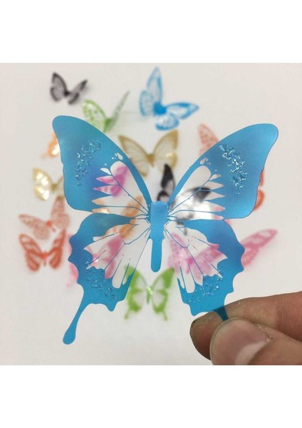 Renkli 3D Çift Kanatlı Kelebek Duvar Stickerleri, 5+ Parça, Ev Dekoruna Uygun fırsatları