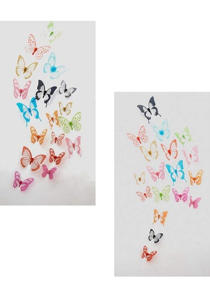 Renkli 3D Çift Kanatlı Kelebek Duvar Stickerleri, 5+ Parça, Ev Dekoruna Uygun indirimleri
