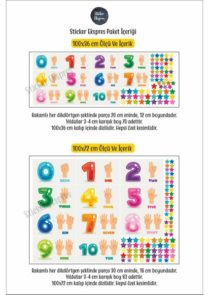 Eğitici Rakamlar ve Eller Temalı Çok Renkli Dekoratif Sticker Seti (5+ parça) modelleri