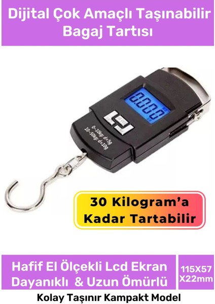Deluxe LCD Ekran Seyahat Bavul Ağırlık Tartı Dijital Çok Amaçlı Taşınabilir Bagaj Tartısı Max 30 kg