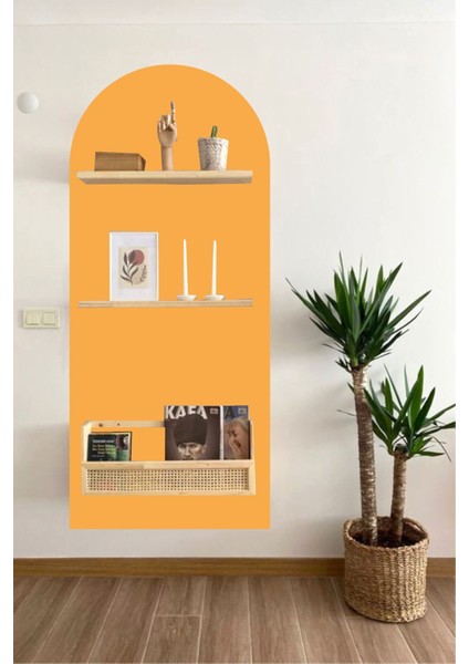 Turuncu Bohem Oval Duvar Stickerı, şık ve modern dekoratif tasarım, 1 parça
