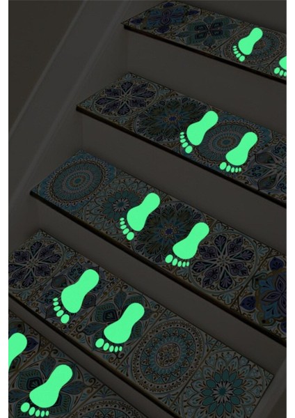 Renkli Fosforlu Ayak İzi Seti, Salon, Yatak, Mutfak, Balkon Dekoru, Parlayan Figür 1'li