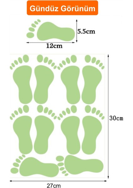 Renkli Fosforlu Ayak İzi Seti, Salon, Yatak, Mutfak, Balkon Dekoru, Parlayan Figür 1'li modelleri