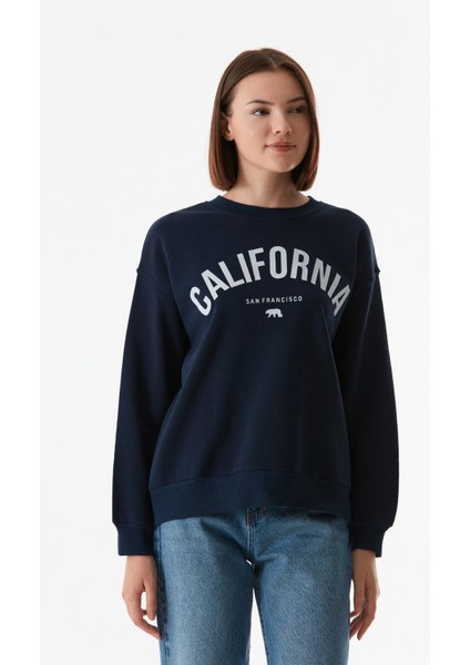 California Baskılı Bisiklet Yaka Sweatshirt indirimleri