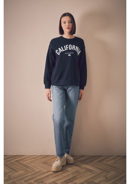California Baskılı Bisiklet Yaka Sweatshirt fiyatları