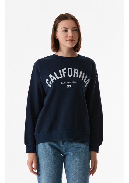 California Baskılı Bisiklet Yaka Sweatshirt indirimleri