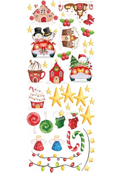 Renkli Cam Süsler, Kardan Adam ve Yıldız Figürleri, 5+ Parça fırsatları