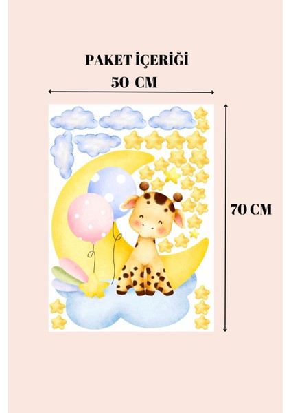 Çocuk odası renkli ayı, zürafa ve yıldızlar duvar sticker seti, 5+ parça fiyatları