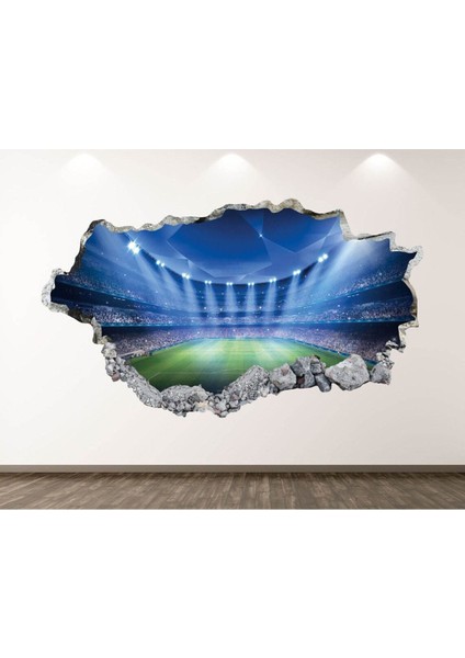 3D Mavi Duvar Sticker, Full HD Baskı, Şık ve Kaliteli Dekor, 1 Parça, 3 Boyutlu Desen