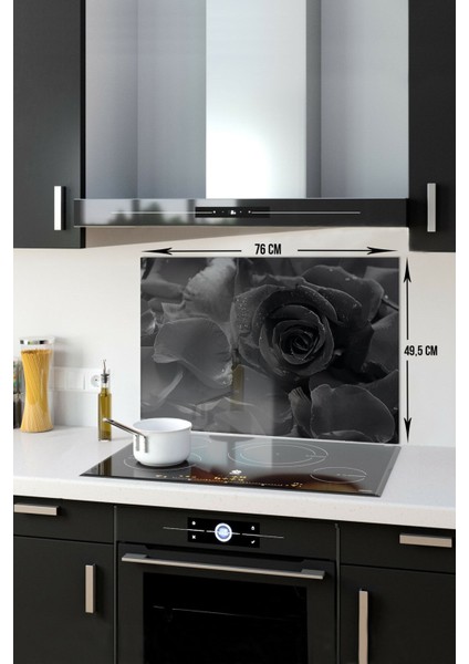 Gri Karagül Desenli Cam Ocak Arkası Koruyucu 49,5x76 cm, Çok Renkli, Düz Desenli fiyatları