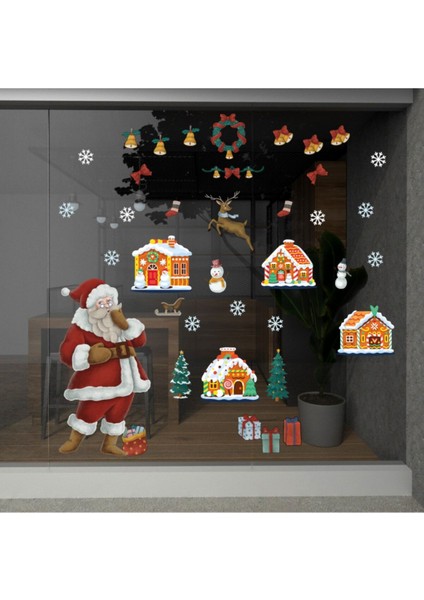 Yılbaşı Temalı Renkli Çocuk Odası Duvar Stickerleri, Eğlenceli Dekorasyon, Çok Renkli