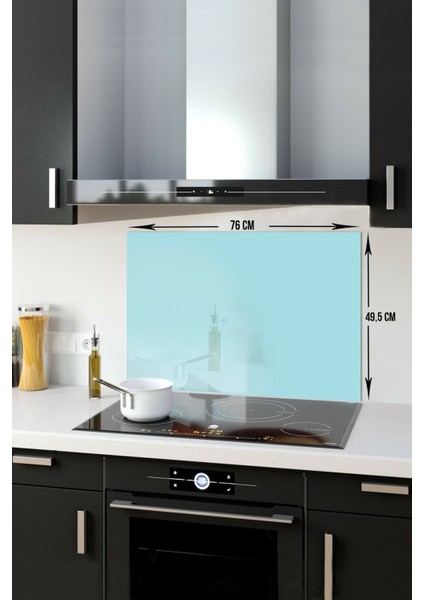 Pudra Mavi Düz Cam Ocak Arkası Koruyucu 49,5x76 cm Çok Renkli fiyatları