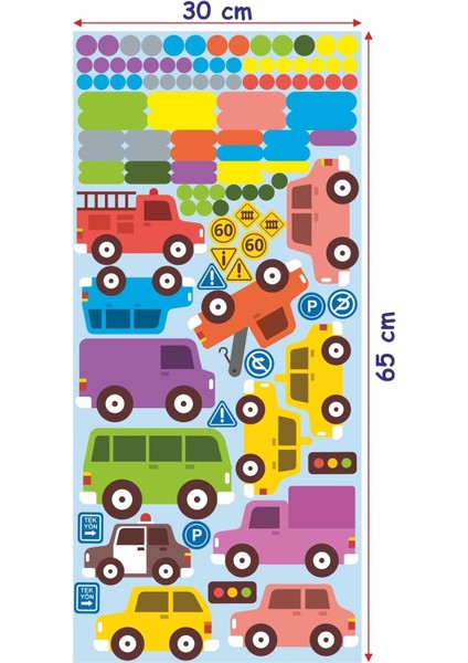 Arabalar Çocuk Odası Sticker Seti Puantiyeler Sticker ve Çizgiler Sticker fırsatları