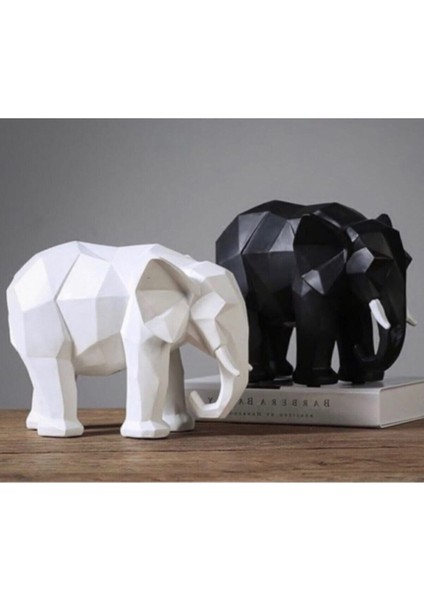 Kübik Siyah Fil, Poliresin Malzeme, Mat Doku, Tek Parça, Modern Tasarım