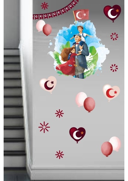 23 Nisan Temalı Renkli Çocuk Odası Duvar Süsleme Sticker Seti, 5+ Parça modelleri