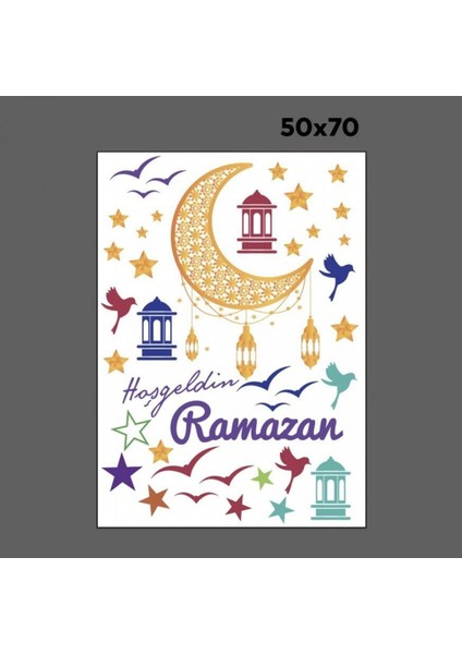 Renkli Ramazan Cam Duvar Sticker Seti, şık ve canlı dekorasyon için ideal seçim fiyatları