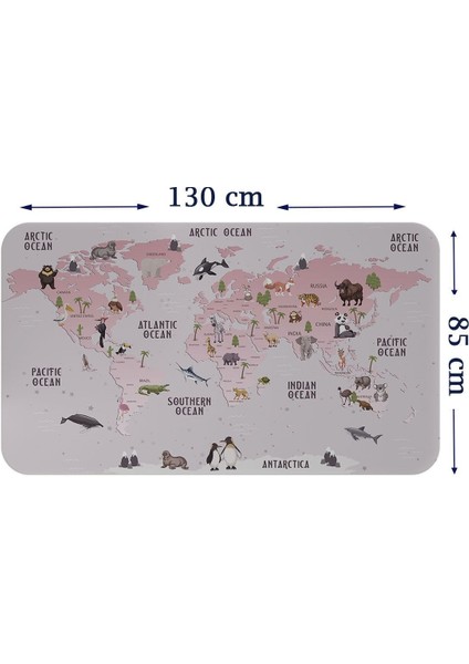 Renkli Dünya Haritası Duvar Stickeri, Çocuk ve Bebek Odası İçin Eğitici Dekorasyon