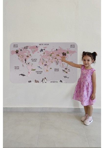 Renkli Dünya Haritası Duvar Stickeri, Çocuk ve Bebek Odası İçin Eğitici Dekorasyon modelleri