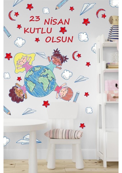 23 Nisan Çocuk Bayramı Renkli Sticker Seti, 89 Parça, Eğlenceli ve Neşeli Tasarımlar fiyatları
