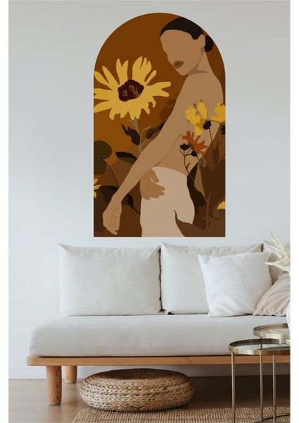 Renkli kadın ve ayçiçekleri temalı bohem duvar dekoru, canlı ve şık tarz, 1 parça fiyatları