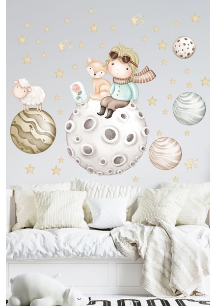 Pastel Renkli Masal Temalı Çocuk Odası Duvar Sticker Seti, Turuncu, Eğlenceli ve Sevimli Tasarım fiyatları