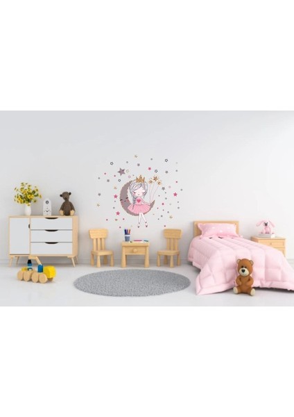 Renkli kız çocuk odası duvar stickerı, eğlenceli figür tasarımı, tek parça fiyatları