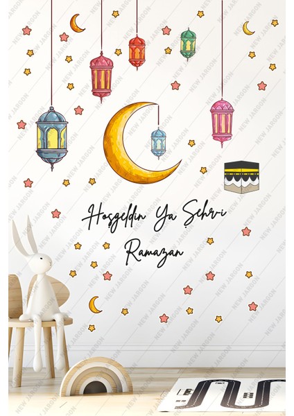 Renkli Ramazan Temalı Cam Duvar Sticker Seti, Çocuk ve Bebek Odası Dekoru, 5+ Parça fiyatları