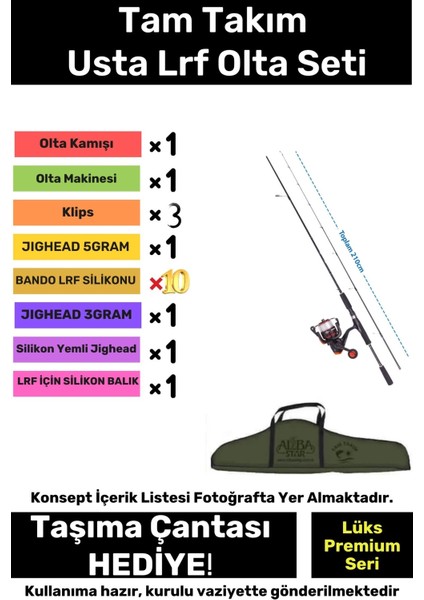 Özel Üretim Şık Taşıma Çantalı Hazır Kurulu Tam Takım Usta Lrf Olta Seti - 3m Kamış Hediyeli