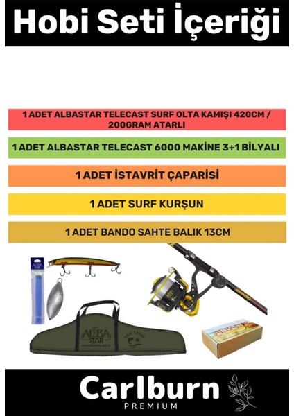 Özel Üretim Şık Taşıma Çantalı Hazır Kurulu Tam Takım Profesyonel Surf Olta Seti - 3m Kamış Hediyeli