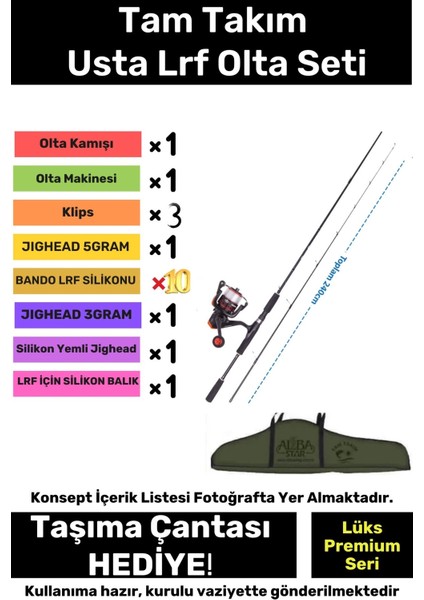 Özel Üretim Şık Taşıma Çantalı Hazır Kurulu Tam Takım Usta Lrf Olta Seti - 3m Kamış