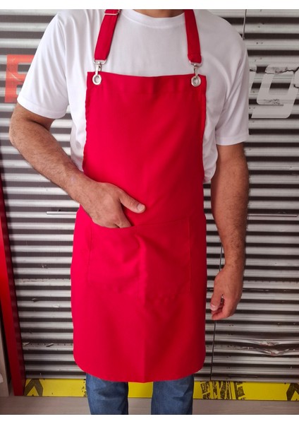 Kırmızı Şef Mutfak Önlüğü Leke Tutmayan Sıvı Itici Kumaş