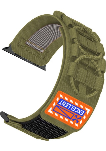 Watch Ultra 49MM Htstore KRD-112 Orbital Örgülü Halat Tasarımlı Naylon Kumaş Hasır Kordon-Yeşil