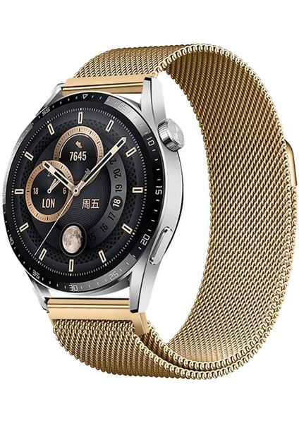 Gear S2 Htstore Band-12 20MM Metal Hasır Kordon-Gold