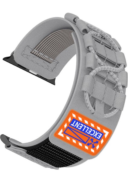 Watch Ultra 49MM Htstore KRD-112 Orbital Örgülü Halat Tasarımlı Naylon Kumaş Hasır Kordon-Gri