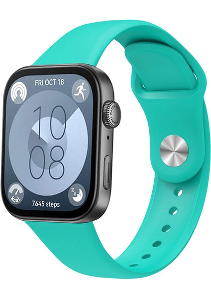 Huawei Uyumlu Watch Fit 3 Krd-11 22MM Silikon Kordon-Turkuaz