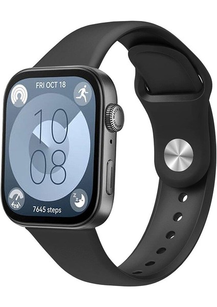 Huawei Uyumlu Watch Fit 3 Krd-11 22MM Silikon Kordon-Siyah