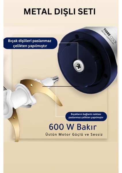Instantchopper 2.3 Litre Büyük Cam Hazneli ve Çelik Hazneli Et Kıyma Makinesi Sebze Rondo Doğrayıcı
