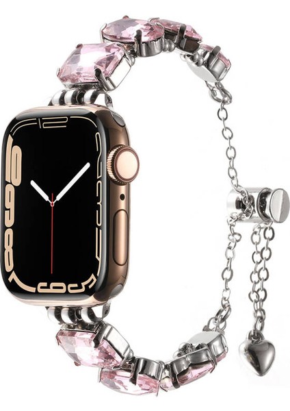 Apple Watch 44MM Zore KRD-115 Renkli Taş Tasarımlı Kordon