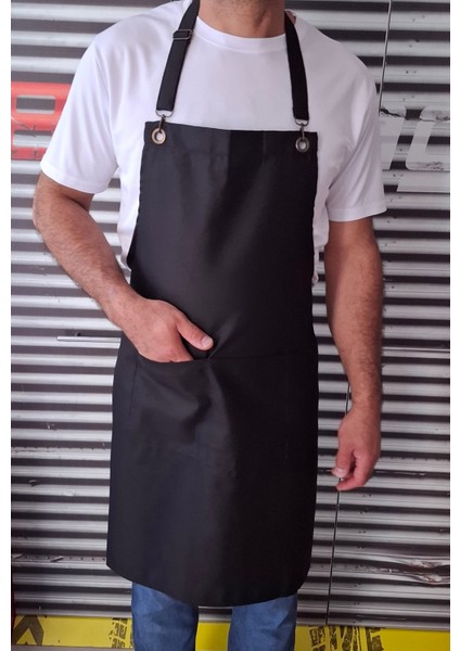 Siyah Şef Mutfak Önlüğü 70 x 80 Leke Tutmayan Sıvı Itici Kumaş
