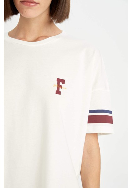 Fall in Love Pijama Takım Bisiklet Yaka Baskılı Kısa Kollu Üst Kareli Beli Lastikli Alt D5662AX24AU indirimleri