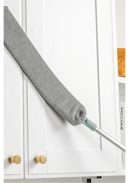 Mikrofiber Başlıklı Girintili Yüzey Dip Köşe Raf Temizleme Mopu Toz Alma Fırçası