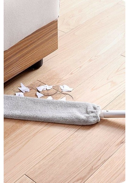 Mikrofiber Başlıklı Girintili Yüzey Dip Köşe Raf Temizleme Mopu Toz Alma Fırçası
