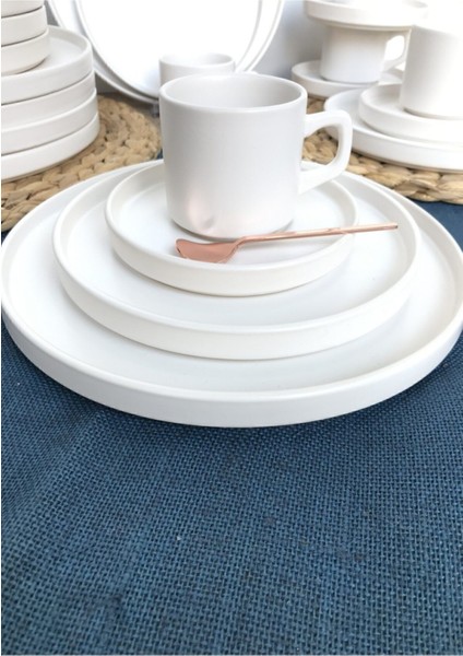 Stackable Mat Beyaz 24 Parça 6 Kişilik Servis Kahvaltı Takımı