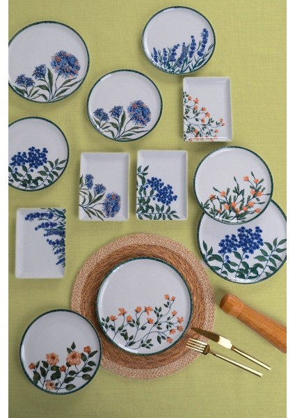 Flower Garden Karma Ikram ve Kahvaltı Takımı 18 Parça modelleri