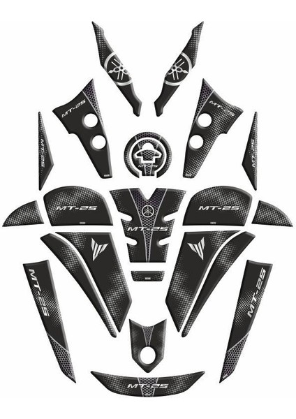 Yamaha Mt25 2020 - 2023 Uyumlu Full Tank Pad Set 006